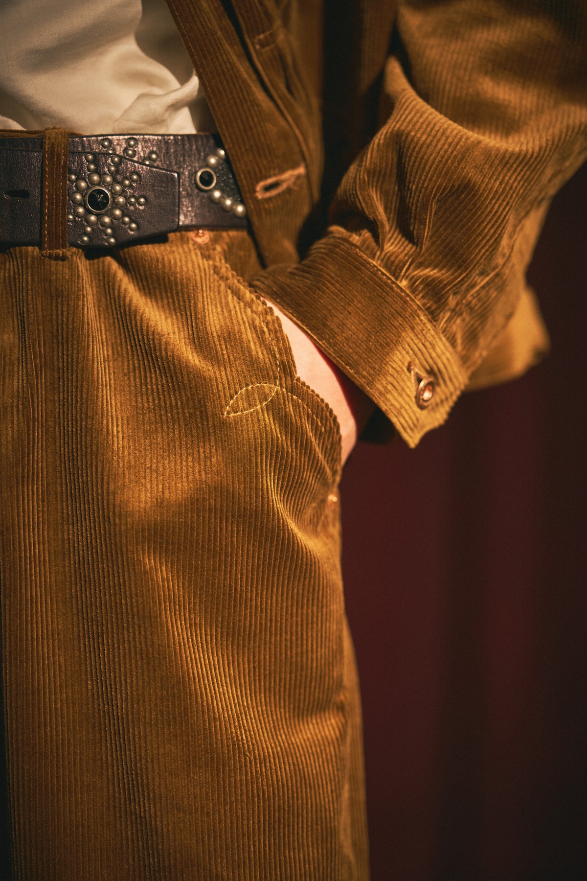 STRAIGHT PANTS CORDUROY -Brown-