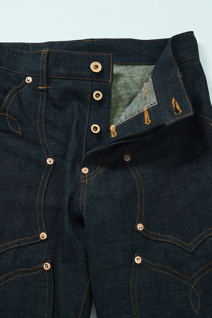 SWEEP Wknee BELL BOTTOM PANTS -Indigo -