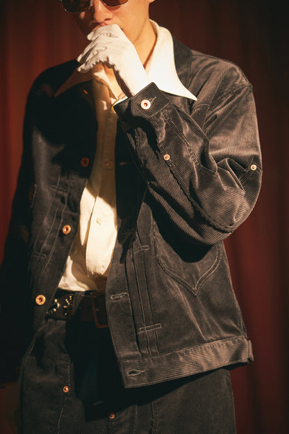 SWEEP THREE TACK JACKET CORDUROY -Black-
