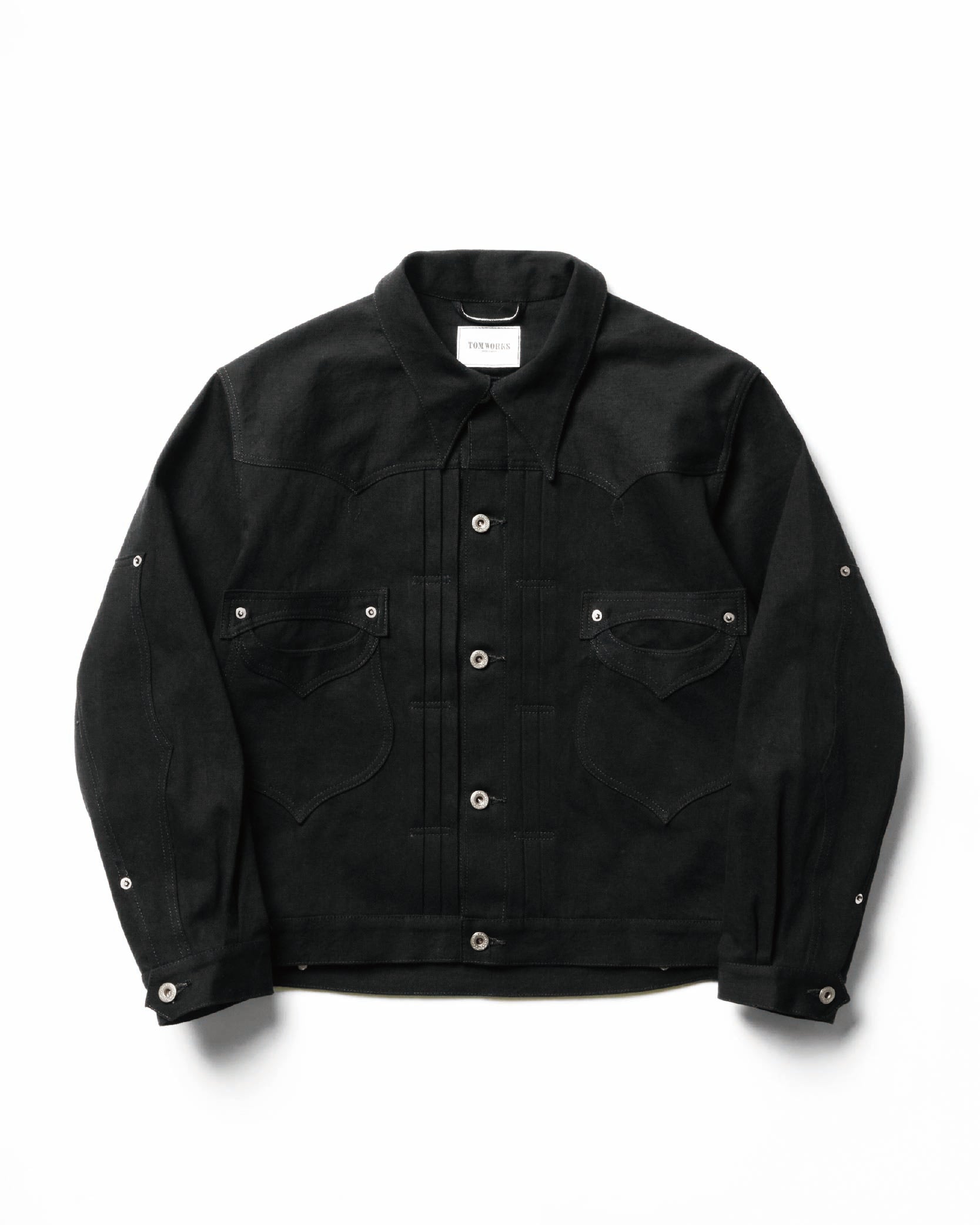 SWEEP THREE TACK JACKET-Black One-wash- – Tomworks