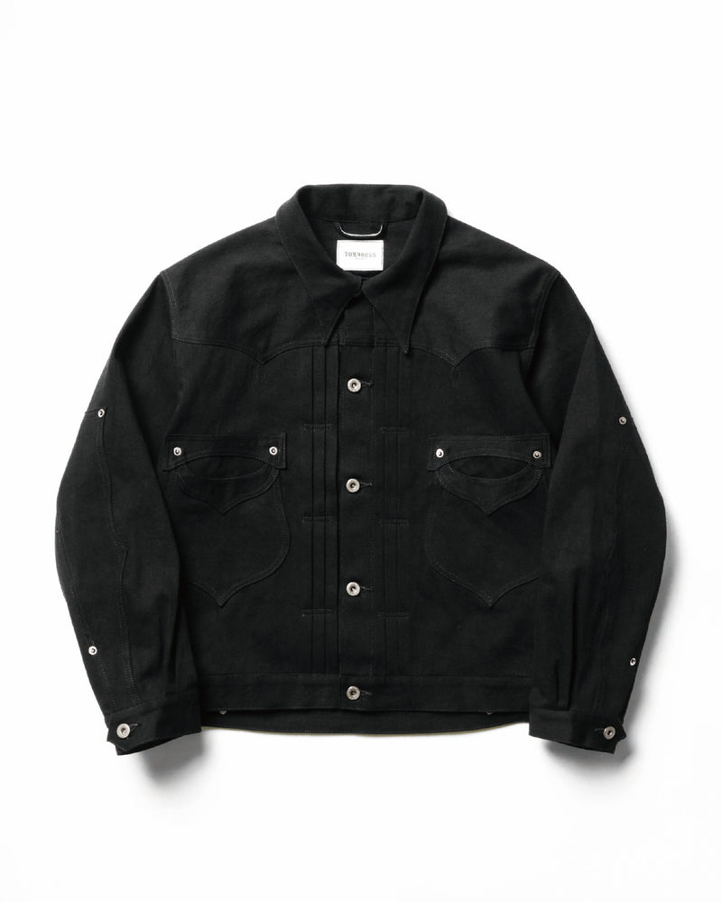 SWEEP THREE TACK JACKET-Black One-wash- – Tomworks