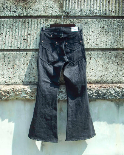 SWEEP Wknee BELL BOTTOM PANTS -Black One-wash -