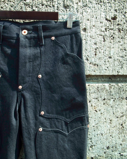SWEEP Wknee BELL BOTTOM PANTS -Black One-wash -