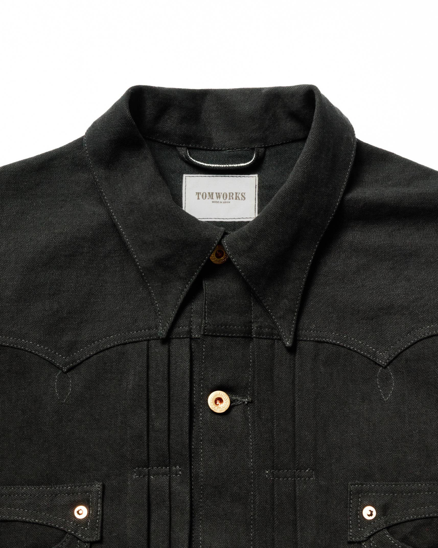 SWEEP THREE TACK JACKET-Black One-wash- – Tomworks