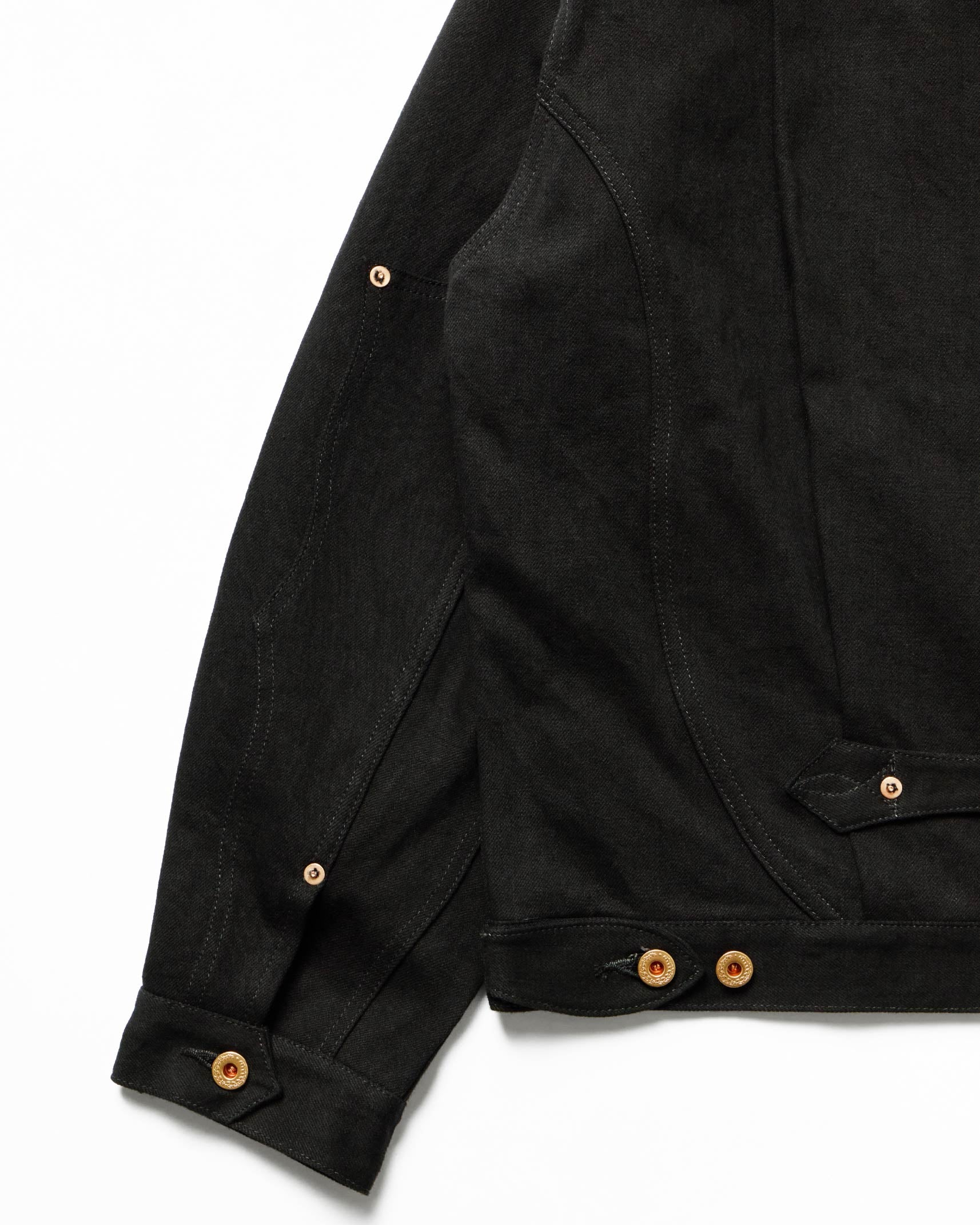 SWEEP THREE TACK JACKET-Black One-wash- – Tomworks
