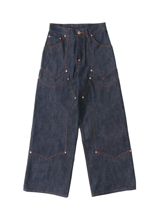 SPIKY Wknee WIDE PANTS -indigo-