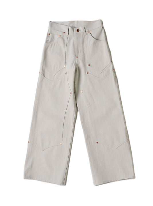 SPIKY Wknee WIDE PANTS - white -