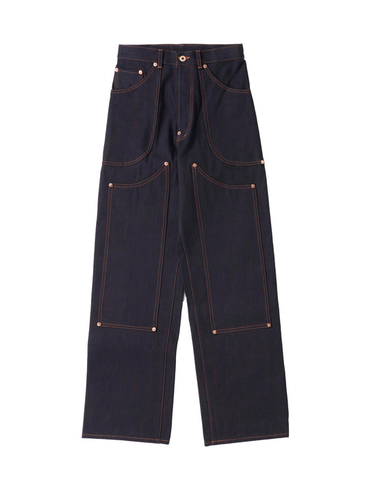 Wknee WORK PANTS-24 -orange indigo-